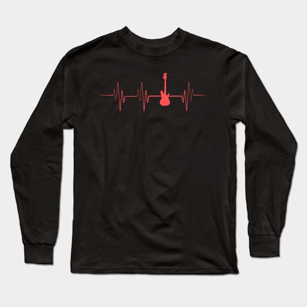 Guitar Player Heartbeat Long Sleeve T-Shirt by yeoys